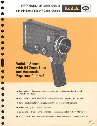 Printed page with text and photograph of camera.