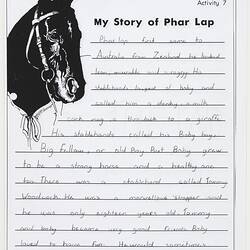 Letter - My Story of Phar Lap, Kristin Brilley, 1999 (Page 1 of 2)