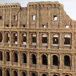 Model of Colosseum made of cork. Detail of external wall.