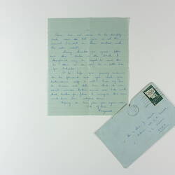 Letter - From Margaret, England to Mr & Mrs J. Leech, SS Orion, Aden, 12 Jan 1956