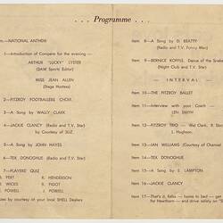 Theatre Programme - 'Sports Parade', Fitzroy Football Club, Brunswick Town Hall, Melbourne, 26 Jul 1961, Centre