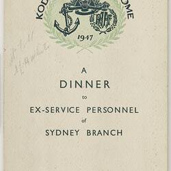 Programme - Kodak Australasia Pty Ltd, 'Kodak Welcome Home', Sydney, 04 June 1947, page 1