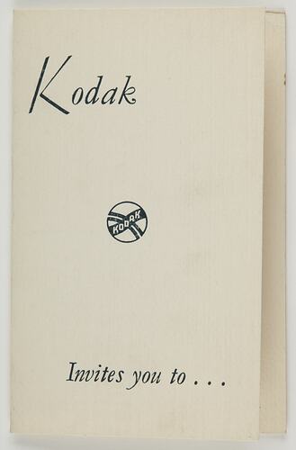 Invitation - Kodak Australasia Pty Ltd, 'An Outstanding Exhibition' by Hilda Wright, Sydney, 04-25 Aug 1941, Page 1