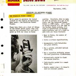 Binder - 'Kodak Sales News', Sep 1956 - Sep 1957