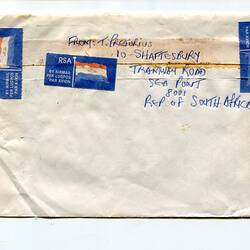 Envelope - Mr & Mrs L. Motherwell, St Kilda, From South Africa, 1992