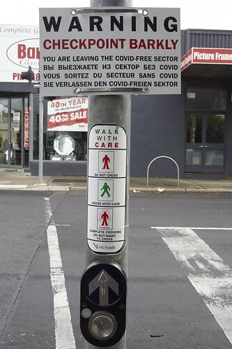 Sign 'Checkpoint Barkly', Cnr Barkly Street and Summerhill Road, Footscray, 5 Jul 2020