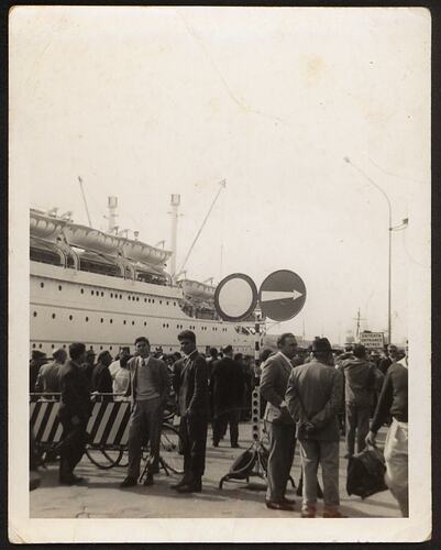 Crowd With SS Australia, Port Of Messina, Sicily, Italy, 1960