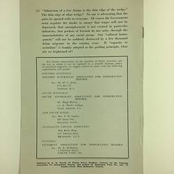 HT 56084, Pamphlet - 'Why Does White Australia Matter?', Victorian Association for Immigration Reform, Melbourne, circa 1968 (MIGRATION), Document, Registered