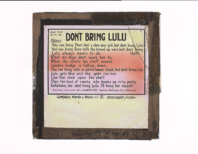 Lantern Slide - 'Don't Bring Lulu'