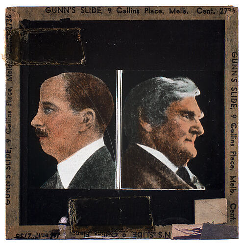 Lantern Slide - Universal Opportunity League, Two Male Heads