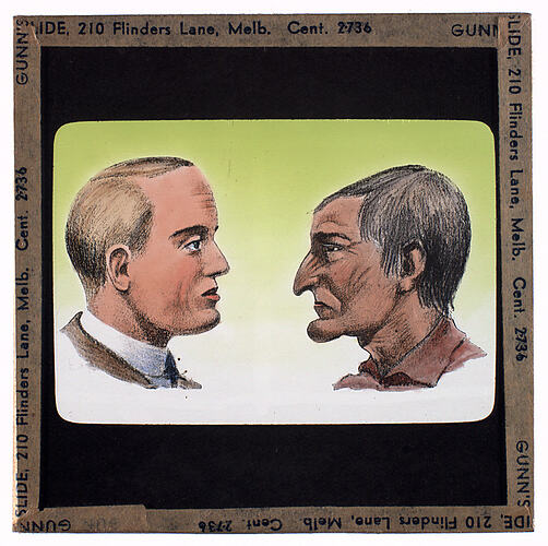 Lantern Slide - Universal Opportunity League, Two Male Heads