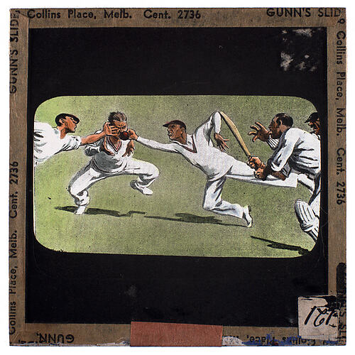Lantern Slide - Universal Opportunity League, Men Playing Cricket