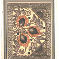 Embroidery Sample - Broderie Cornely, Orange Flowers, Framed