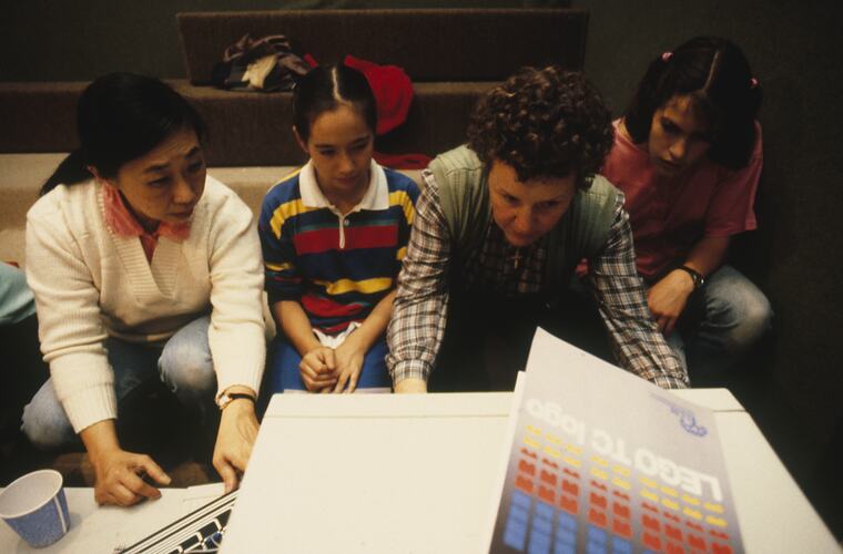 Students and teachers programming Lego.