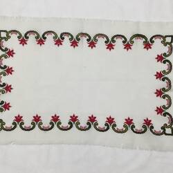 Supper Cloth - Green & Red Embroidery, Natalie Senjov-Makohon, Melbourne, circa 1978