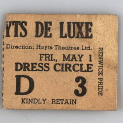 Ticket - Dress Circle, Hoyts De Luxe (Documents)