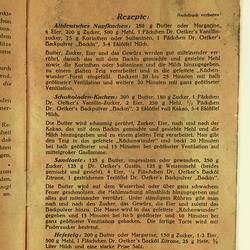 Printed page. Paper is discoloured and text in German in black ink.