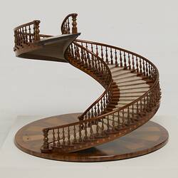 Model of a spiral wooden staircase.
