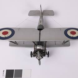 Model of silver aeroplane. Top view.