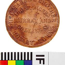 Token - 1 Penny, H.J. Marsh & Brother, Ironmongers, Hobart, Tasmania, Australia, circa 1855
