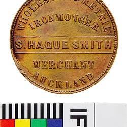 Token - 1 Penny, S. Hague Smith, Ironmonger, Auckland, New Zealand, circa 1862