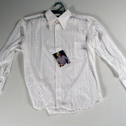 Shirt - Gloweave, Crimplene, White Lace, circa 1970s