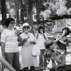 Digital Photograph - Family Eating 'Chocolate Hearts' Ice Creams at 'Puffing Billy' steam train site, Belgrave, circa 1977
