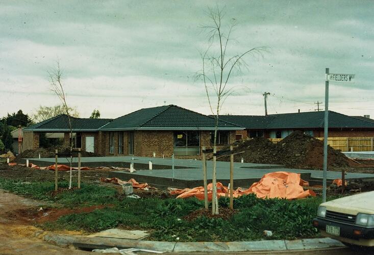 Digital Photograph - View of Slab & Neighbouring Housing Development, AV Jennings 'Ironbark' House, Westmeadows, 1994