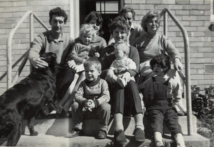 Digital Photograph - Extended Family Visiting Mother, Housing Commission Flats, Ascot Vale, circa 1962