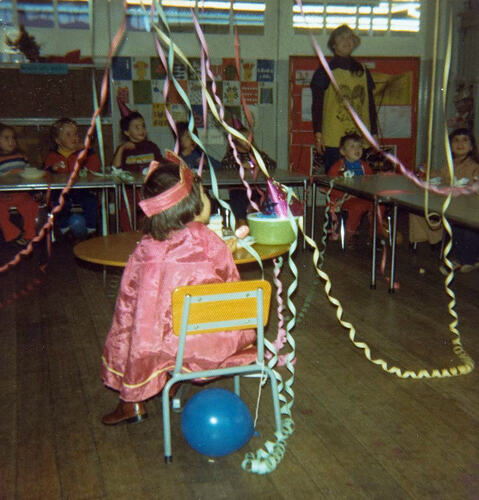Digital Photograph - Boy Crowned 'King for a Day', Celebrating his 4th Birthday, Footscray Day Nursery, 1977