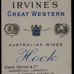 Wine Label - Great Western Winery, Hock, 1905-1918