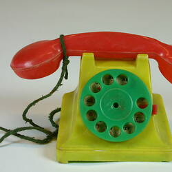 Telephone - Yellow, Red and Green Plastic, circa 1950s