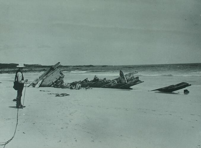 Remains of the three-masted-schooner 'Arrow' wrecked 1865 -  West Coast
