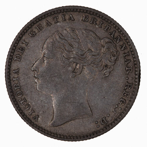 Coin - Shilling, Queen Victoria Great Britain, 1880 (Obverse)