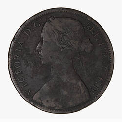 Coin - Penny, Queen Victoria, Great Britain, 1870 (Obverse)