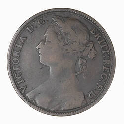 Coin - Penny, Queen Victoria, Great Britain, 1880 (Obverse)