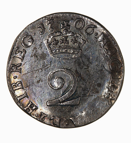 Coin - Twopence, Queen Anne, England, Great Britain, 1706 (Reverse)