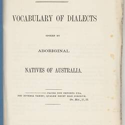 Book - Vocabulary of Dialects 1867