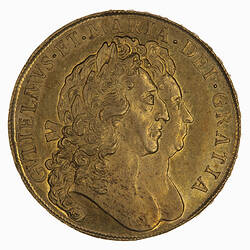 Coin - 5 Guineas, William and Mary, Great Britain, 1693 (Obverse)