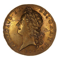 Coin - 5 Guineas, George II, Great Britain, 1729 (Obverse)