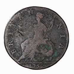 Coin - Halfpenny, George II, Great Britain, 1752