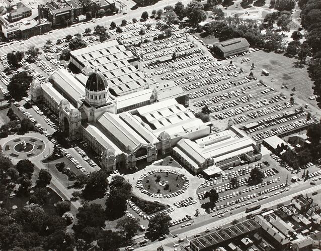 Photograph - Aerial View of the Exhibition Building from South East, Melbourne, 1973