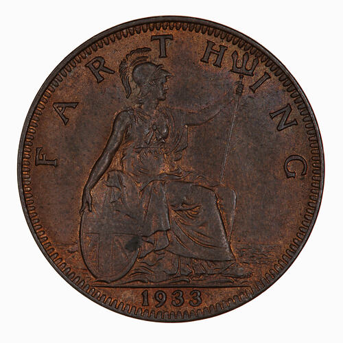 Coin - Farthing, George V, Great Britain, 1933 (Reverse)