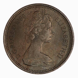 Coin - 5 New Pence, Elizabeth II, Great Britain, 1968 (Obverse)