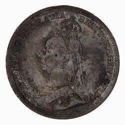 Coin - Threepence, Queen Victoria, Great Britain, 1891 (Obverse)
