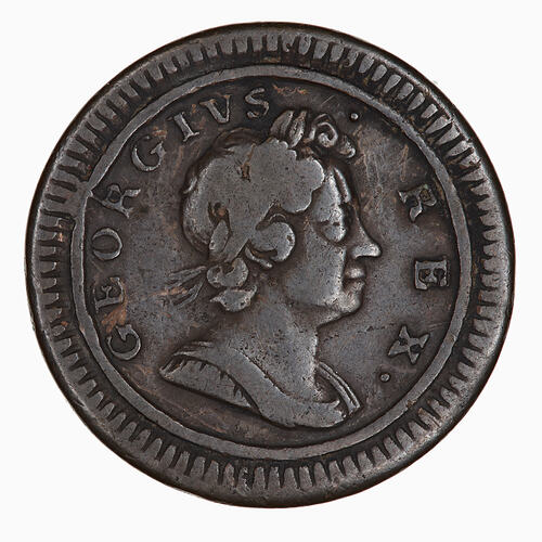 Coin - Farthing, George I, Great Britain, 1723 (Obverse)