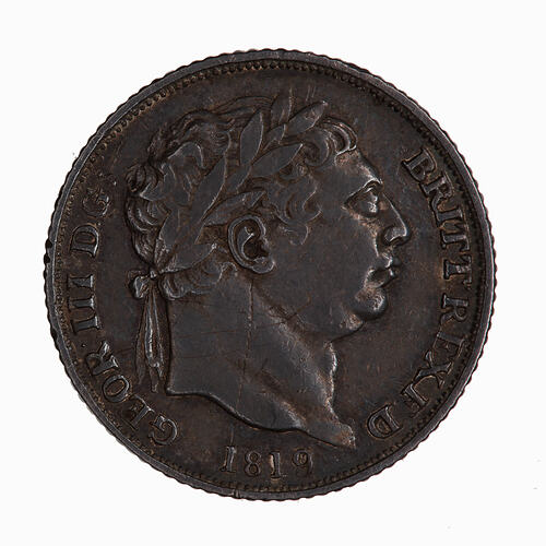Coin - Sixpence, George III, Great Britain, 1819 (Obverse)