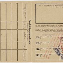 Ration Card - Issued to Karina Nartiss, Germany, 1947-1948