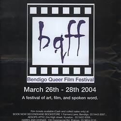 Poster - Bendigo Queer Film Festival, 26-28 Mar 2004