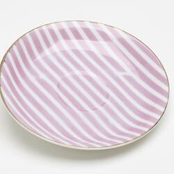 Saucer - Nathco Chinaware, Pink & White Stripe, circa 1957